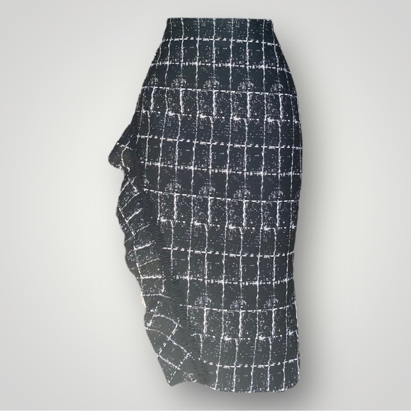 Jonathan Simkhai Black & White Colorblock Ruffle Midi Skirt 🌪️ - Picture 1 of 6